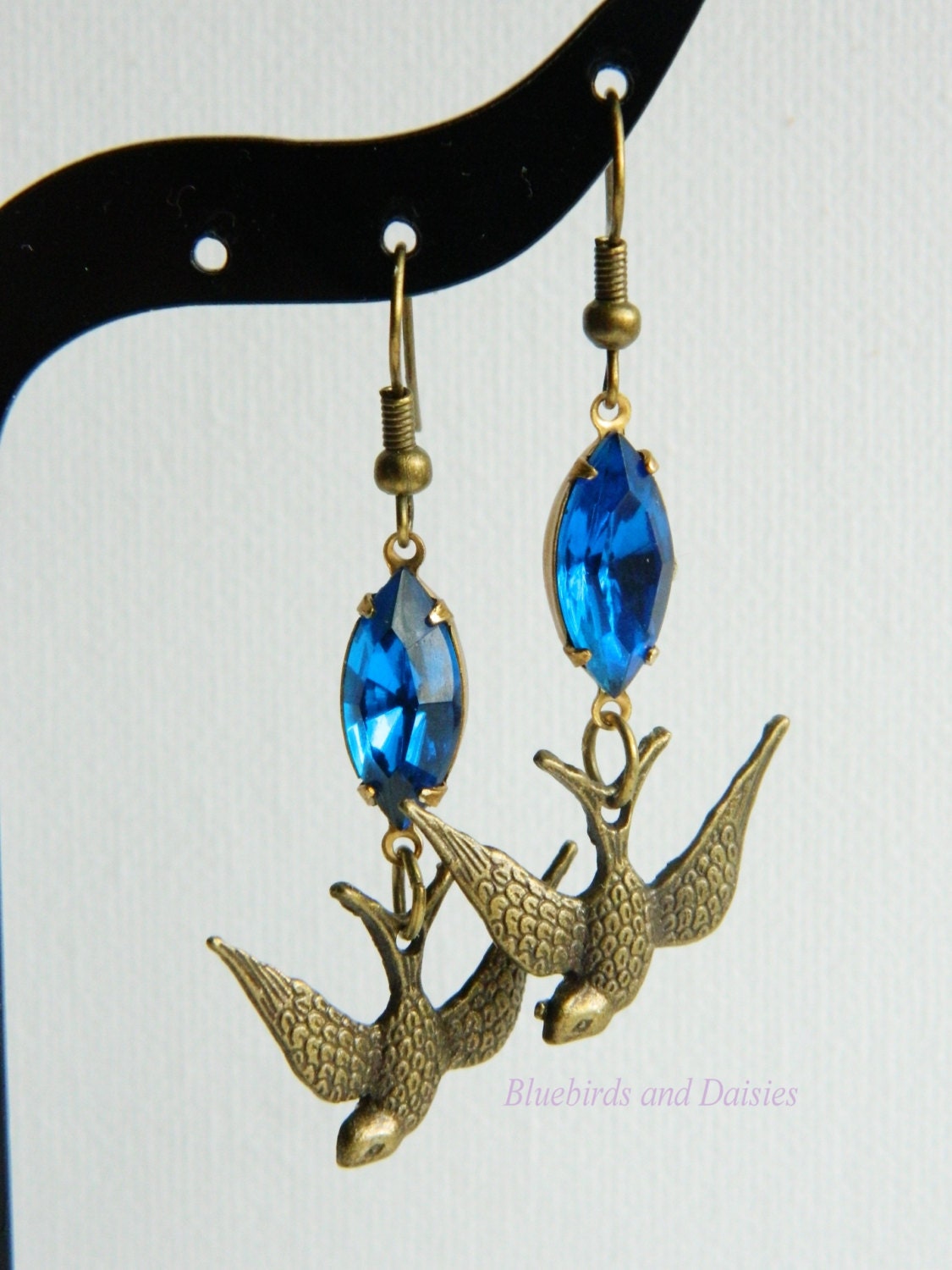 Vintage Rhinestone and Swallow Earrings
