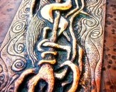 Silver and Copper Tree of Life Root Woman Eating Itself Soldered Box with Cast Leaf Hinge