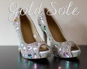 SALE Ready To Ship Multi Color Rhinestone Wedding Shoes - Size 8