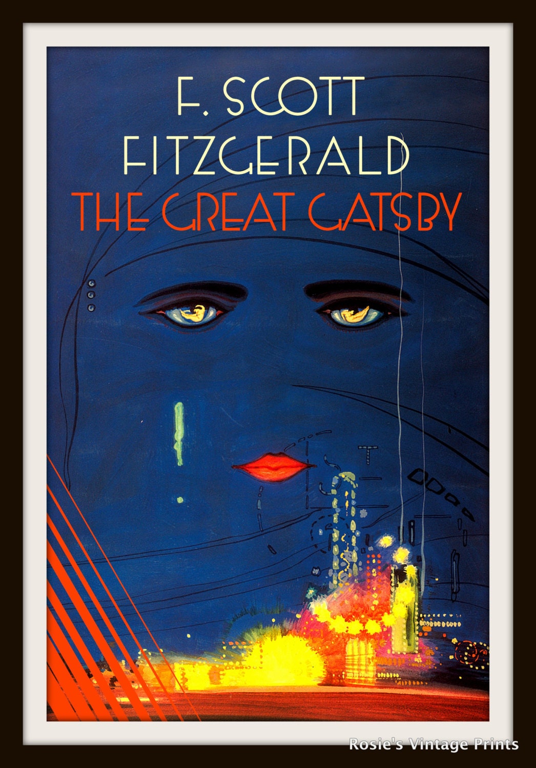Vintage Book Cover "The Great Gatsby" by F Scott Fitzgerald originally published 1925 by Scribners -  Giclee Art Print