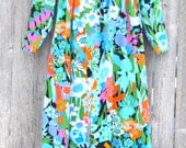 Vintage Multi Color Maxi Dress Floral 70s Concept Swirl