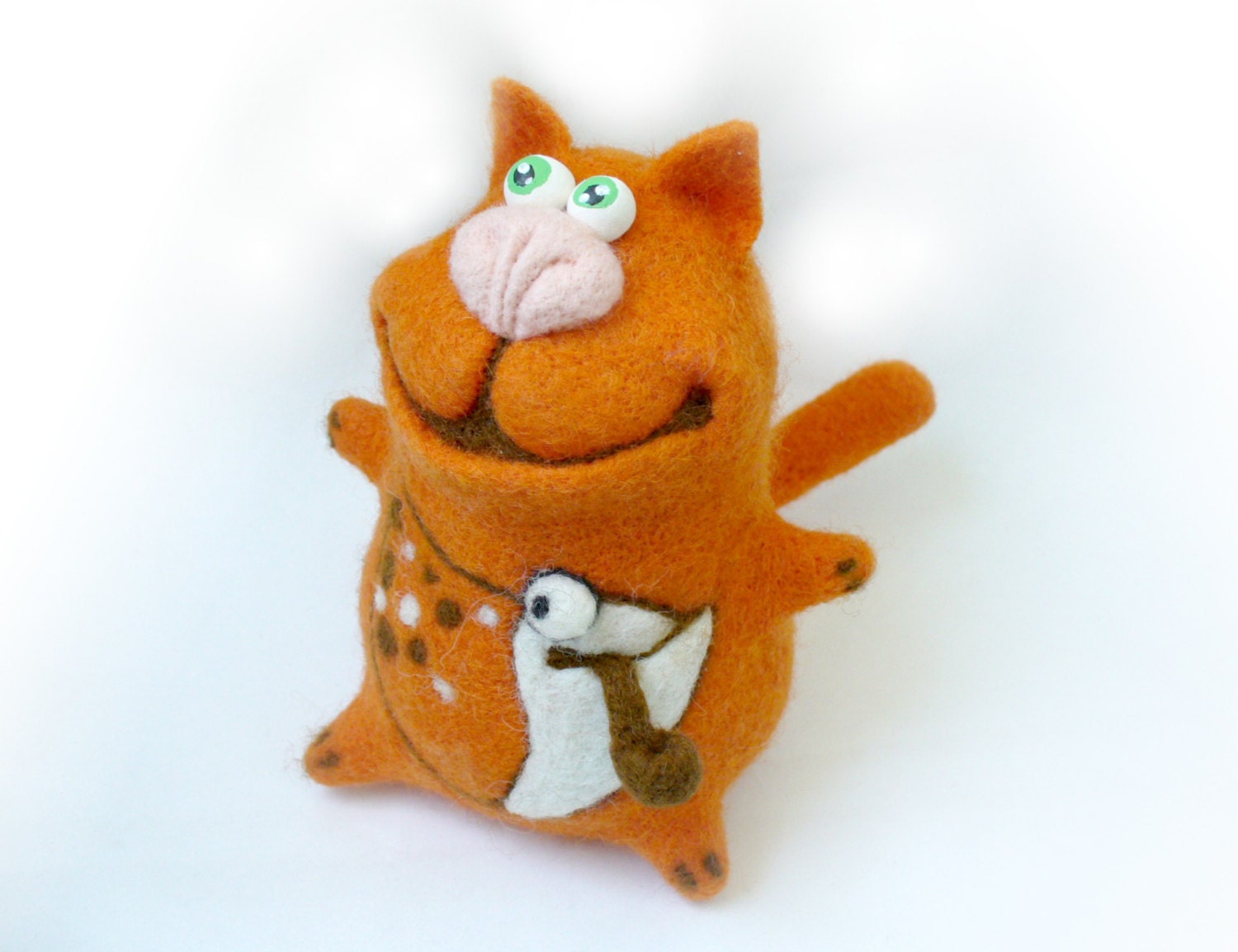 Needle Felted Toy - Orange cat -Soft Sculpture, OOAK