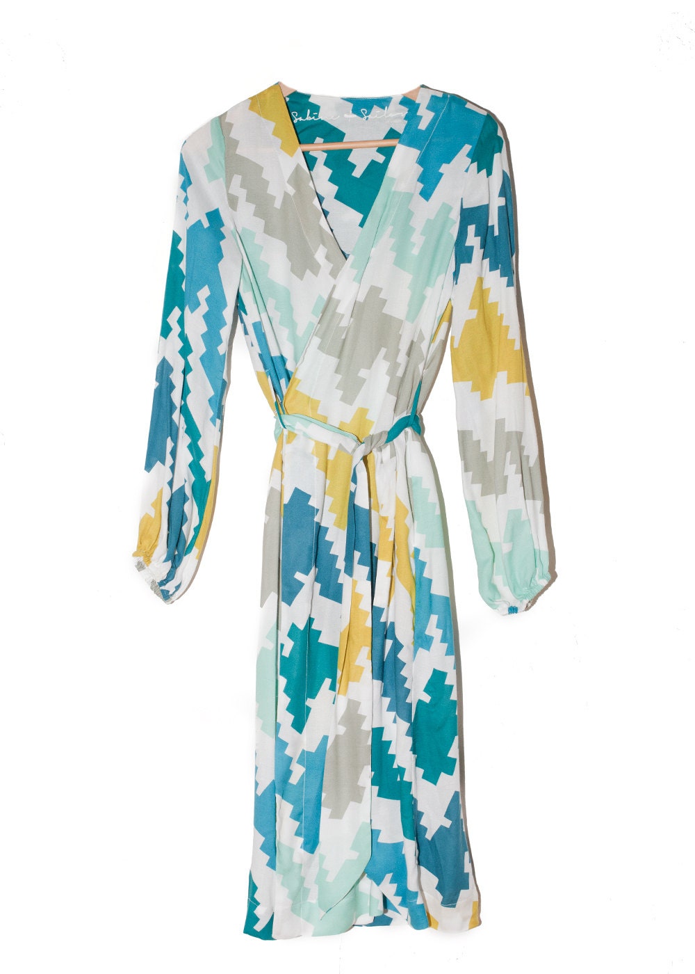 Flora Robe in Blue Diagonal - size small