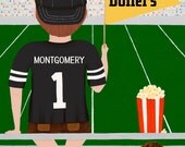 Choice of Jersey Color 8"x10" Personalized Fine Art Paper Print Boy at Game Sports Team Football Soccer Giclée Wall Art Children Kids