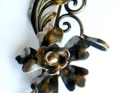 CARL ART Brooch Gold and Silver Pin Vintage 1940s Flower Collectable Jewelry 12K Gold Filled Sterling Spring Summer Signed Beauty