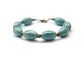 Turquoise Bracelet. Beaded Bracelet. Contemporary Jewelry. Natural Stone Jewelry. Antique Brass