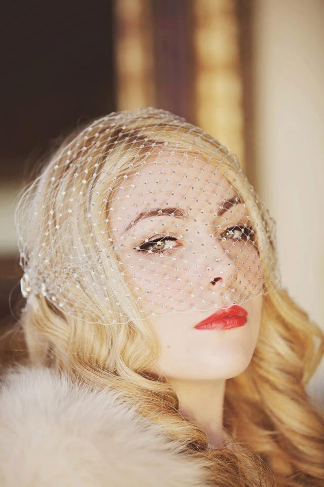 Jade - Old Hollywood Crystal Birdcage Veil