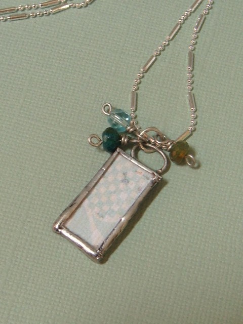 Soldered Charm Necklace Agate Gemstone Beads Silver Plated Ball And Tube Chain