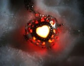 Glow in the Dark Sterling Silver Locket Pendant - Glow in the Dark Materia - Heart Locket - Glow Pendant - Red Glow