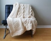 Knitting PATTERN - Throw Blanket / Rug Super Chunky Double Cable Approximately 49" x 64" (blanket001)
