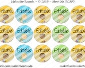 Editable Spring Boys- 1 inch Circle Bottle Cap Image - 4x6 and 8.5x11 Digital Collage Sheet (No. BC303) - Instant Download