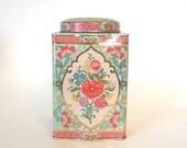Vintage Daher Floral Pink and Green Tin - Made in England