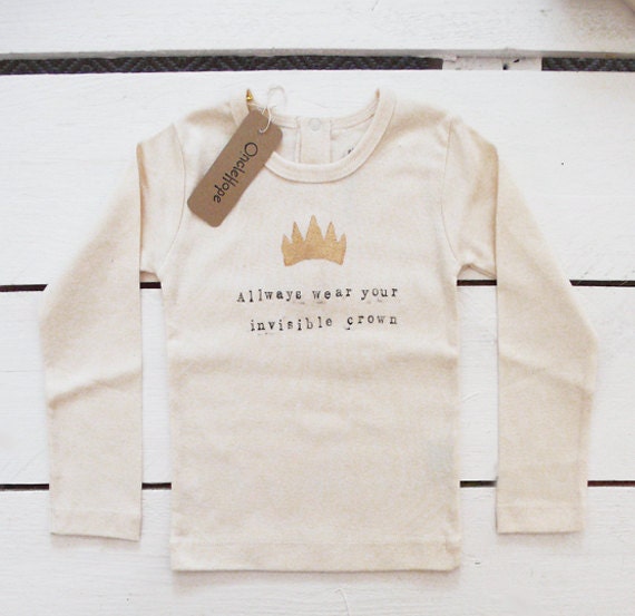 Golden Crown handprinted  organic cotton baby t-shirt