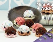 9 PIECE SET: MiniPus (Ice Cream) & Add-ons - Miniature Octopus Amigurumi Doll Plush