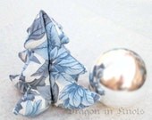 SALE Small Stuffed Tree - Blue and Gray Poinsettias - 4" tree
