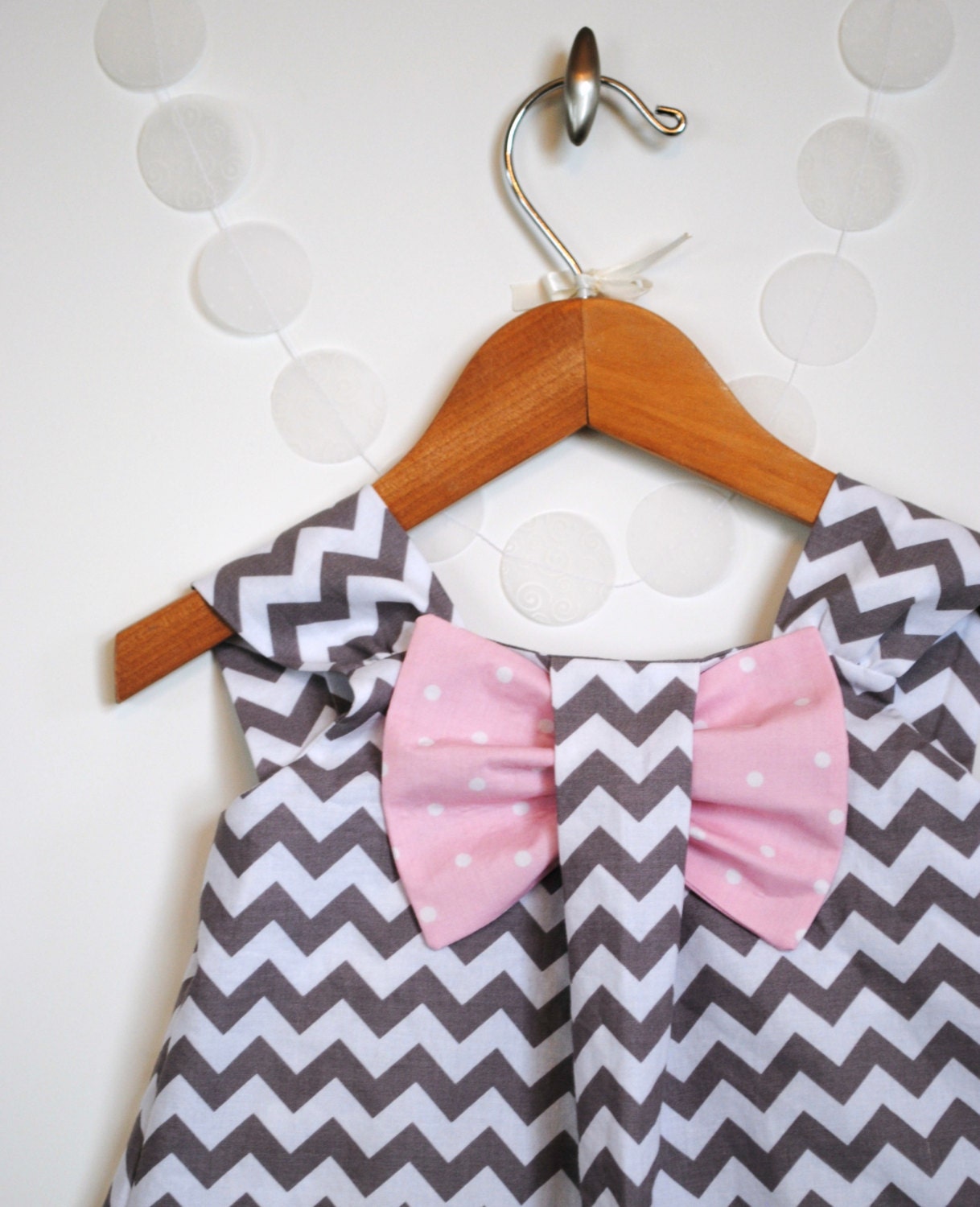 Big Bow Dress, Chevron Grey, Pink, Toddler, Girl Clothing, Polka Dot, Spring Summer, Special Occasion Outfit, Birthday Party, Size 1T - 5