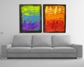 Large Rainbow Painting -  Abstract Rainbow 2 Canvas Original Bedroom Art by Sarah C. Pilon - Rainbow Nursery