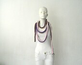 Pippi's Square-Tube Skinny Scarf, Crochet Necklace, Extra Long, Purple, White, Pink, Brown, Unisex, Spring, Summer, Fall, Winter, Fashion