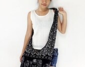 Handmade Cotton  Elephant Printed  Hippie  Hobo bag Boho bag Shoulder bag Sling bag Messenger bag Crossbody Purse - Black