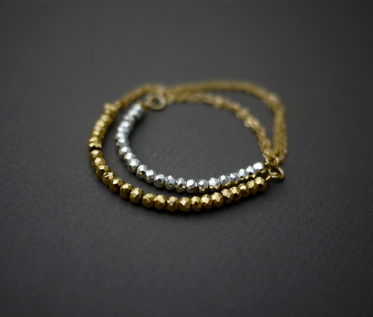 Gold Silver Bracelets // Thin Bracelet Set // Stack Bracelet Set by Mica - Devon