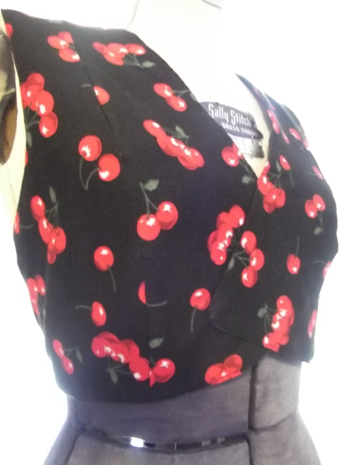 Handmade Retro Cherries Summer Crop Top Size Small