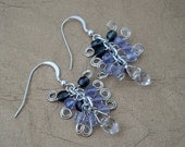 Wire Wrapped Faceted Crystal Earrings, Blue Ombre Earrings, Briolette Dangle Earrings, Waterfall Earrings, Nature Inspired Earrings