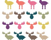 INSTANT DOWNLOAD // Moose Clipart // Moose Heads // Woodland Clipart // Animal ClipArt // Antler Clip Art Il_170x135