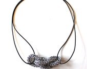 Chainmaille knot on leather in BLACK or SLIVER