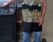 Men's Apron with Can Holders In Hunters Leaves Print Men's Pocket Apron  Men's BBQ Apron Men's Apron  OOAK