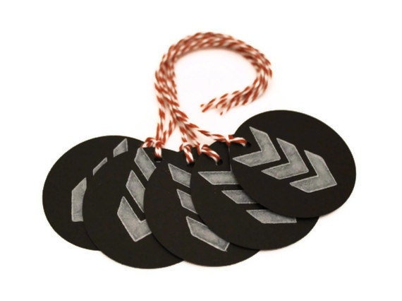 Arrow Gift Tags. Black, White, Brown. Set of 5 Handmade Tags.
