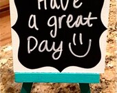 Mini Chalkboard and Easel Set, Small Blackboard, Cute Saying, Phrase on Canvas, Saying on Canvas