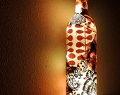 Ready To Ship, NEW Wine Bottle Light, Wine Bottle Lamp, Decoupage Wine Bottle, Decoupage Lamp, Lokta Paper, Decorative Wine Bottle