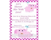 Pink Elephant Baby Shower Invitation, Baby Girl Elephant Baby Shower, Baby Shower Invitation for Girl, Printable Baby Girl Shower Invitation