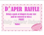 Diaper Raffle Ticket, Baby Girl Diaper Raffle Ticket, Instant Download Pink Diaper Raffle Card, Printable Diaper Raffle Ticket