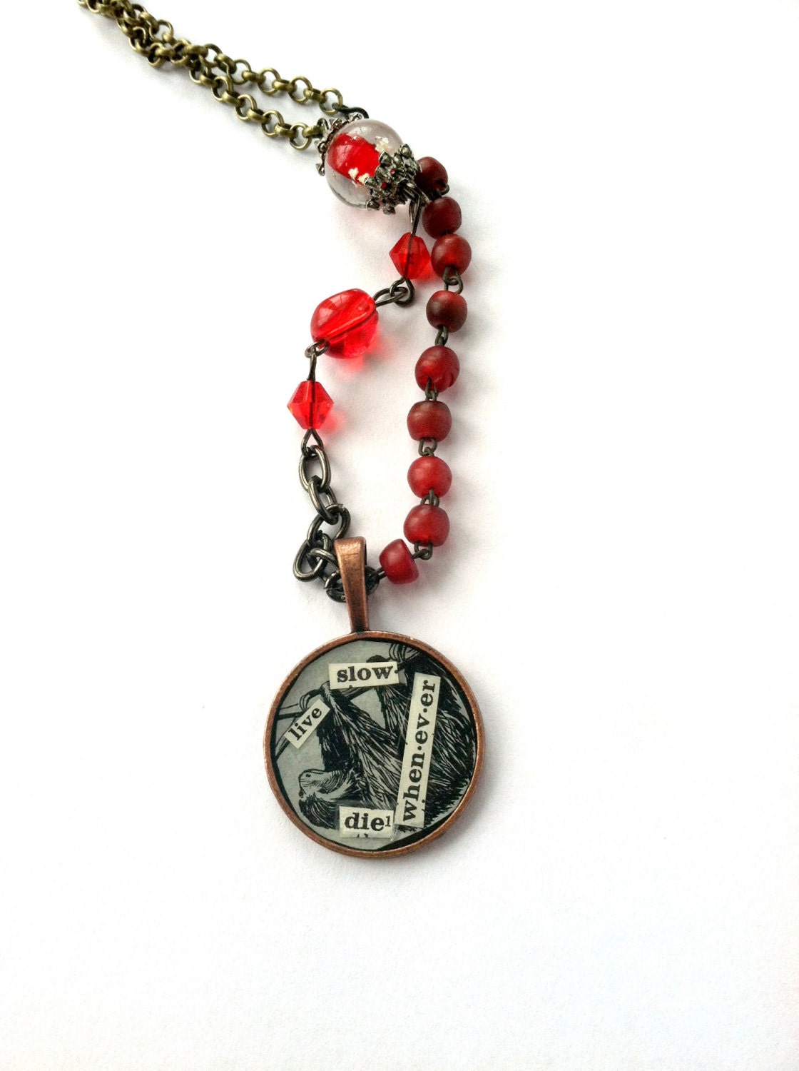 Sloth Charm, "Live slow die whenever" Funny Charm, One of a Kind, Baby Sloth