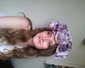 Floral flower crown / headpiece / headband / wreath with lilac silk roses festival - 'Esmerelda' - ParadiseShore
