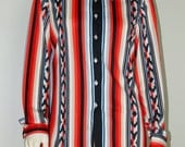 Vintage 90s Does 70s Queen Casuals Tribal Pattern Buttondown