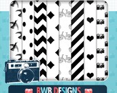 Basic Black and White Digital Paper for Scrapbooking and Crafts