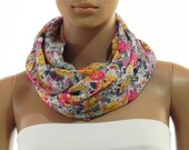 Infinity Scarf. White Scarf. Pink Scarf. Abstract Print Scarf. Floral Scarf. Tube Scarf. Cowl Scarf. Circular Scarf. Shawl Scarf. Loop Scarf