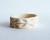 set of two vintage bone white geometric bracelets - ReverseChronology
