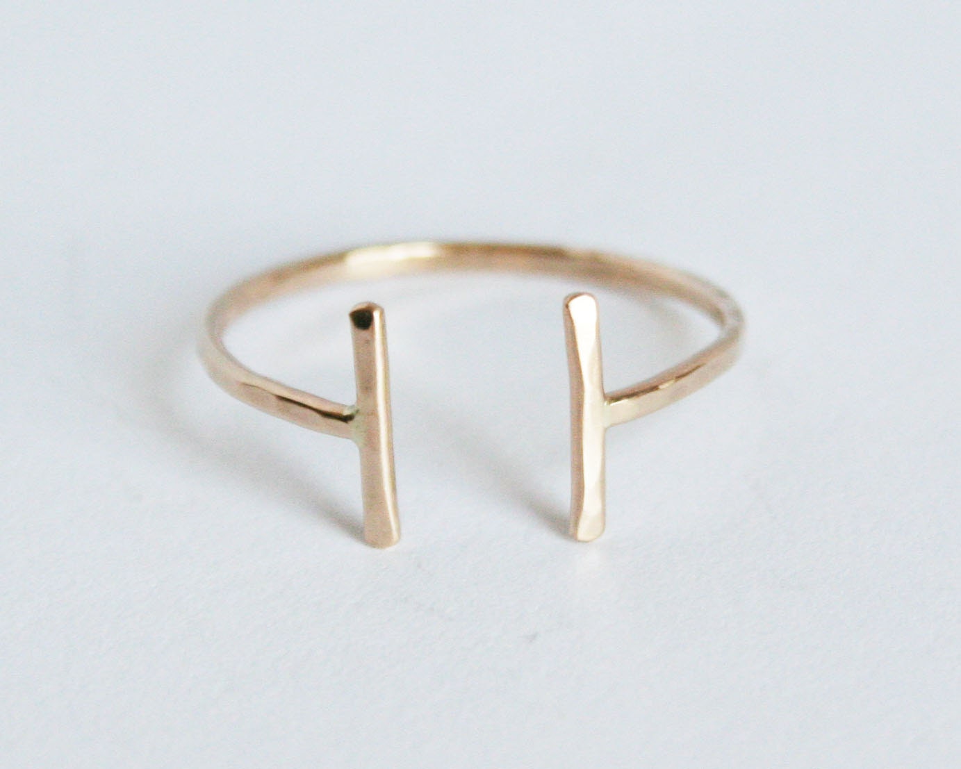 Open Thin Gold Ring, Thin Hammered 14kt Gold Filled Ring, Adjustable