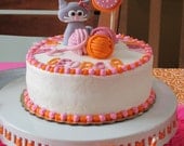 Edible Fondant Cat Cake Topper 1 qty,  1 qty two toned number with dots and 18 letters