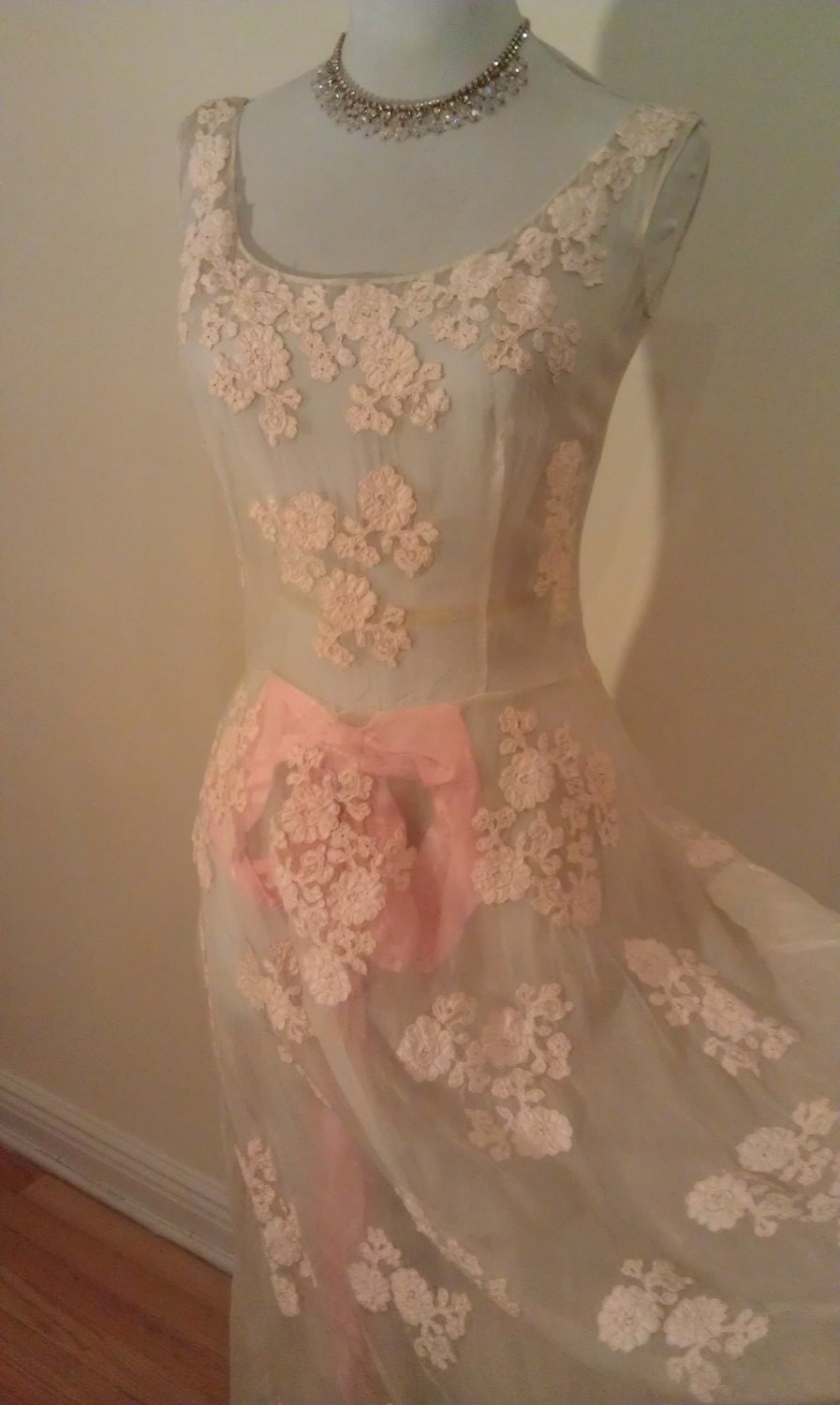 Vintage 1950s Karen Stark for Harvey Berin Silk Lace Wedding Bridal Dress 2 Dresses 3 Looks