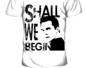Star Trek : Shall we begin black text printed on T-shirt short sleeve