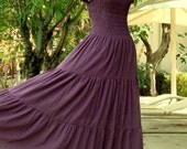Maxi Dress Off The Shoulder Dress -  Women Lavender Long Dress - Princess Summer Maxi Dress / Cotton Maxi Dress - 'Sweet Summer II'