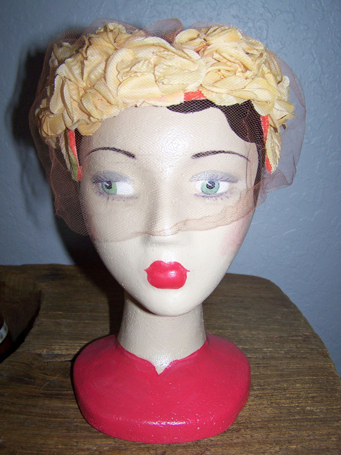 Vintage 1960s Orange Sherbet Floral Hat