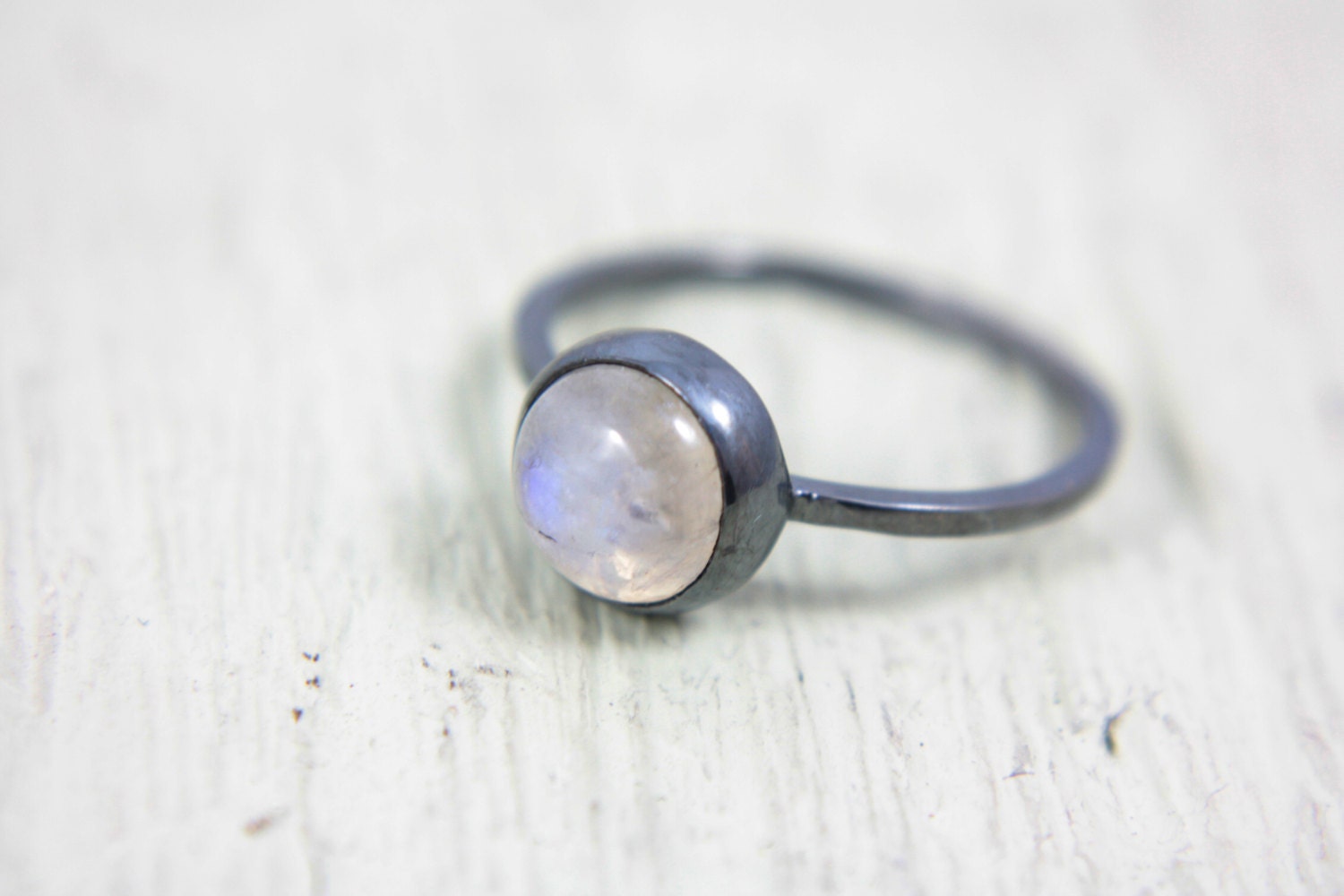 Moonstone Ring Sterling Silver Stacking Size 7 1/2 Silversmithed Metalsmithed