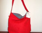 HOBO Shoulder Bag ,Eco suede Cotton ,teens fashion, Red Bag spring, Purse, Hobo Bag, Purse Bag, Summer Bag, Spring Bag, Tote Bag