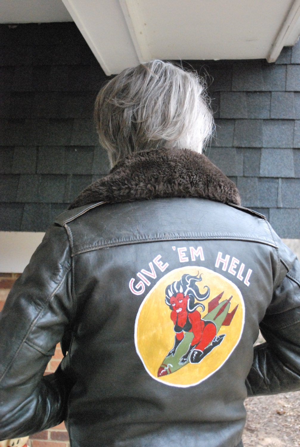 WWII Style Nose Art Custom Painted Bomber Jacket - TemporalOutfitters