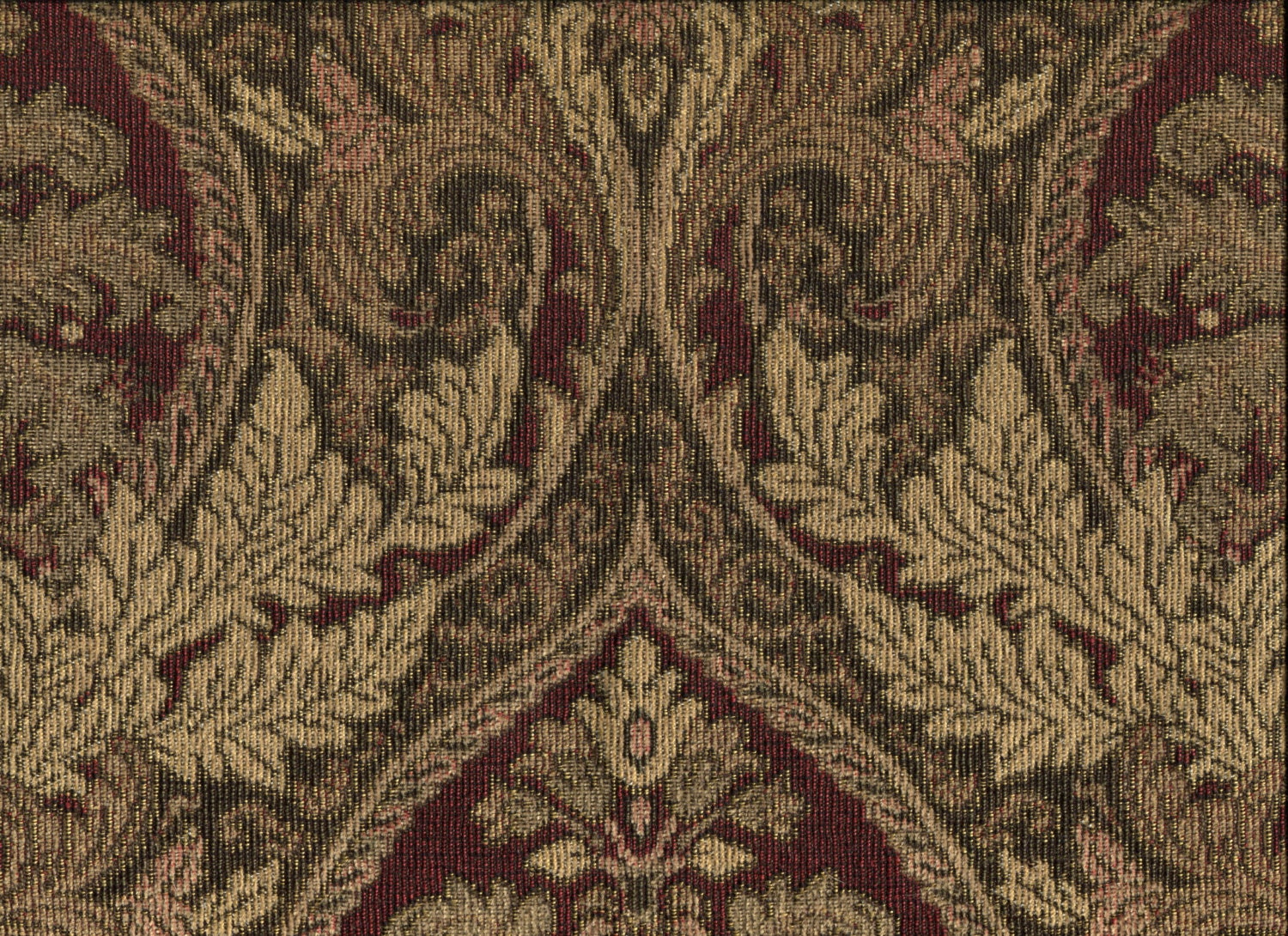 Burgundy, gold, and green fabric square